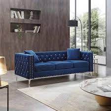 arm velvet straight chesterfield sofa