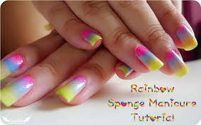 tutorial rainbow sponge manicure