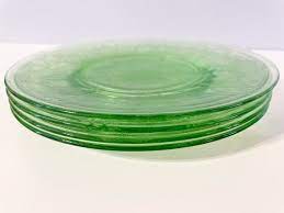 Set Of 4 Vintage Green Depression Glass