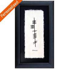 personalised ogham name frame totally