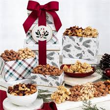 holiday mixed nuts gift tower by