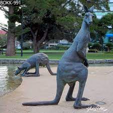 Antique Bronze Kangaroo Sculpture Decor