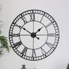 black iron skeleton wall clock clone