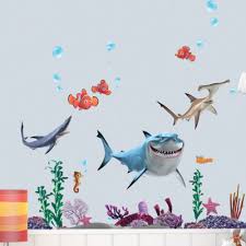 Under Seabed Wall Sticker Shark Fish 3d