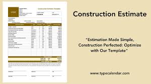 free printable construction estimate
