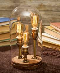 Antique Brass 3 Bulb Edison Bell Jar Lamp