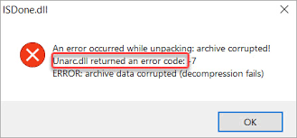 fix unarc dll returned an error code