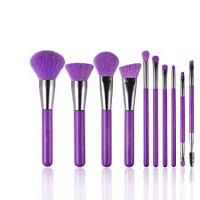 10 piece purple makeup brush set