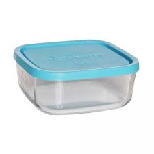 Square Glass Food Container Blue