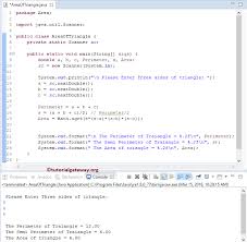 java program to find area of triangle