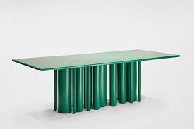 green matte lacquer dining table by