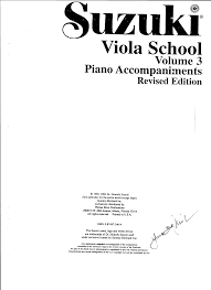 Piano, vocal, choral, instrumental solo, band, guitar Suzuki Viola School Volume 3 Piano Accompaniments
