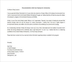 Free Recommendation Letter For Scholarship From Employer