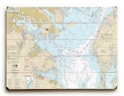 Nautical Chart Chesapeake Bay Approaches To Baltimore Harbor Md Graphic Art On Wood