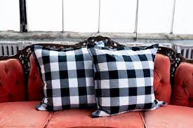 black and white buffalo plaid pillows