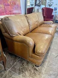 Brown Leather Nailhead Sofa
