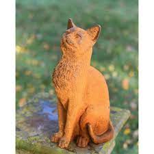 Sitting Tabby Cat Garden Sculpture