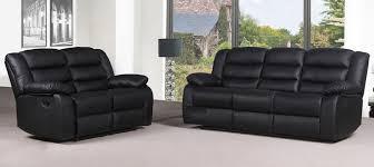 roman black recliners leather sofa set