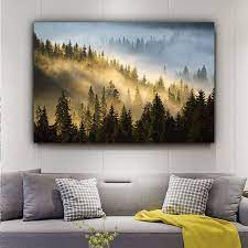Sunrise Canvas Wall Art Forest And Fog