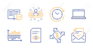 Diagram Chart Time Change And Notebook Line Icons Set Recruitment