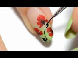 easy nail art poppy design one stroke