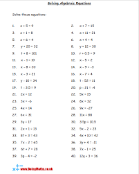algebraic equations free worksheets