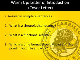 Warm Up Letter Of Introduction Cover Letter Answer In