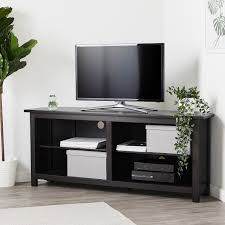 A corner design tv stand with a removable mount makes a whole difference not only to your entertainment but it can hold up to 55″ flat tv panel and has a maximum weight capacity of 130lbs. Hemnes Corner Tv Bench Black Brown 57 7 8x24 Ikea