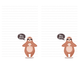 Each number is in a separate file so you only need to download the numb. 23 Sloth Printable Stationery Designs Free Downloads