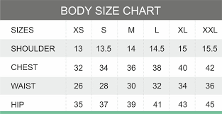 Summer Body Size Chart Summer By Priyanka Gupta