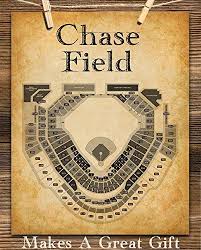 Chase Field Baseball Stadium Seating Chart 11x14 Unframed