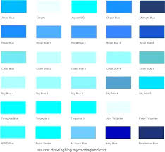 Teal Color Chart Shades Of Blue Chart Different Turquoise