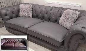 battered leather sofa