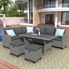 gray wicker outdoor sectional set