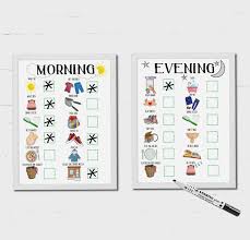 Morning Routine Evening Routine Kids Routine Chart Childrens Planner With Pictures Reusable Adhd Autism Whiteboard Daily Routine