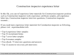 Construction Inspector Experience Letter
