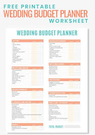 Free Printable Wedding Budget Planner Worksheet Wedding