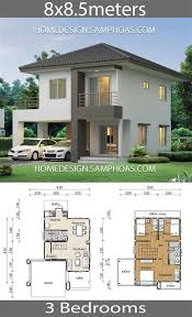 House Design Plan 8x8m With 3 Bedrooms