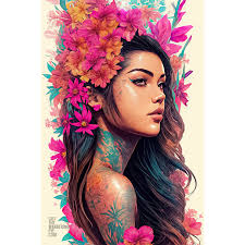 Hawaiian Portrait Flower Art Portrait