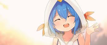 What anime has a girl with blue hair? Desktop Wallpaper Cute Blue Hair Anime Girl Smile Hoodie Hd Image Picture Background 82b9b8