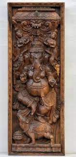 Wooden Wall Panel Hand Carved Perumal
