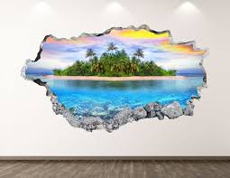 Buy Sea Island Wall Decal Ocean 3d