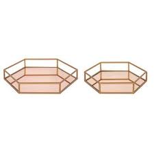 Our main products including mirrored tabels, stainless steel charis, table & chair sets, living room seats , sofa, dining room chairs and bedroom bedding and so on. House Of Hampton Snyder 2 Piece Serving Tray Set Color Rose Gold Decorative Tray Tray Decor Metal Mirror