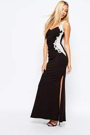 lipsy maxi dress with lace side detail
