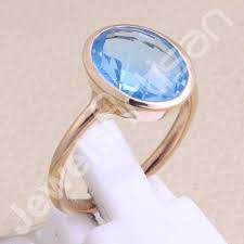 blue quartz ring rose gold plated ring