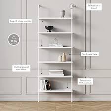 Theo 5 Shelf White Modern Bookcase