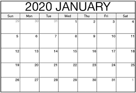 Online January 2020 Calendar Excel Template Sheets