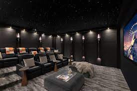 75 beautiful home theatre with carpet
