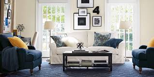 navy and white living room design a