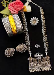 silver oxidised jewellery set